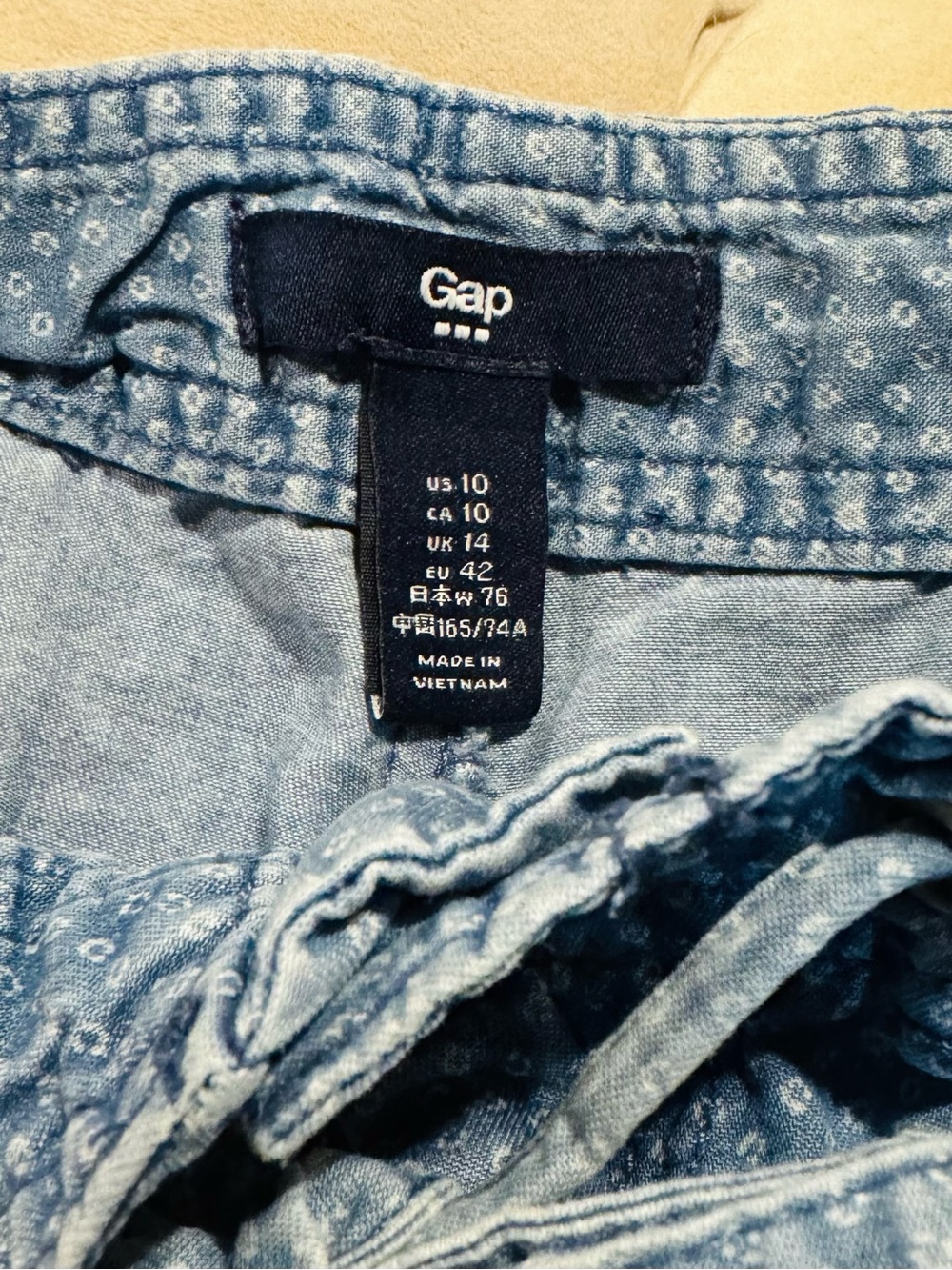 Gap Chambray Print Drawstring Pull-On Shorts Women’s Size 10 Blue - Picture 3 of 5